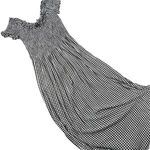 Bardot Womens Size 10/L Midi Dress‎ Cindy Gingham Off the Shoulder Black White